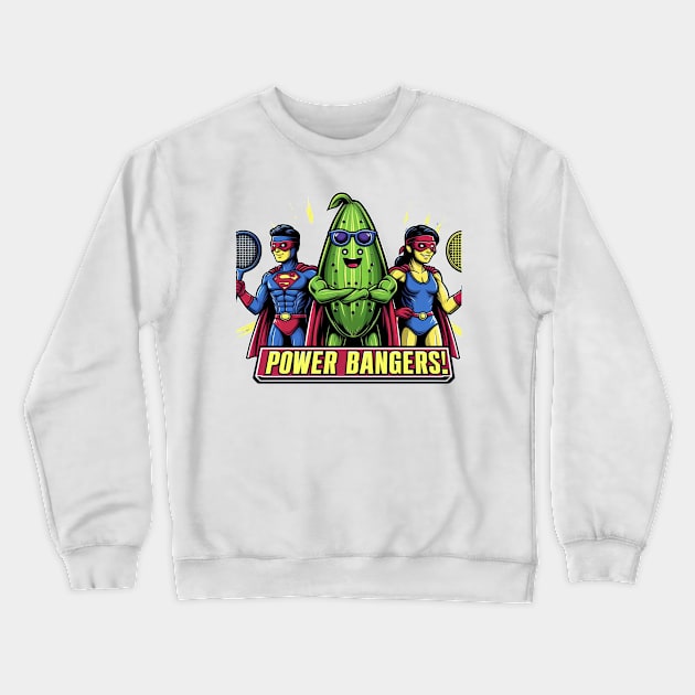 Pickleball POWER BANGERS Superheroes Mixed Doubles Crewneck Sweatshirt by Battlefoxx Living Earth